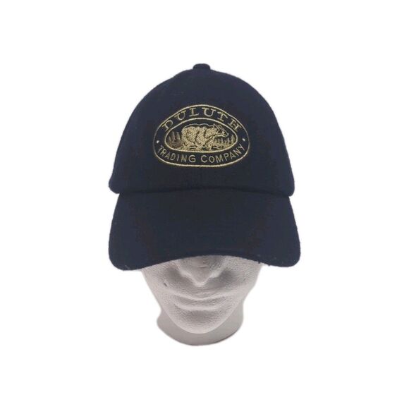 Duluth Trading Co Wool Blend Hat Bear Tree Logo Mid-Heavy Outdoor Cap M/L Navy - Picture 1 of 11